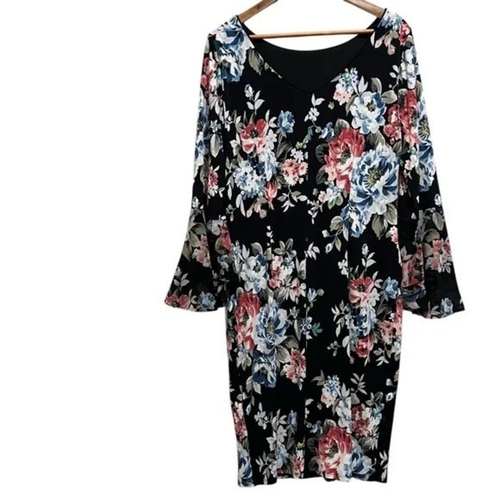 White House Black Market NWT Floral V Neck Sheath Dress L - Picture 6 of 6